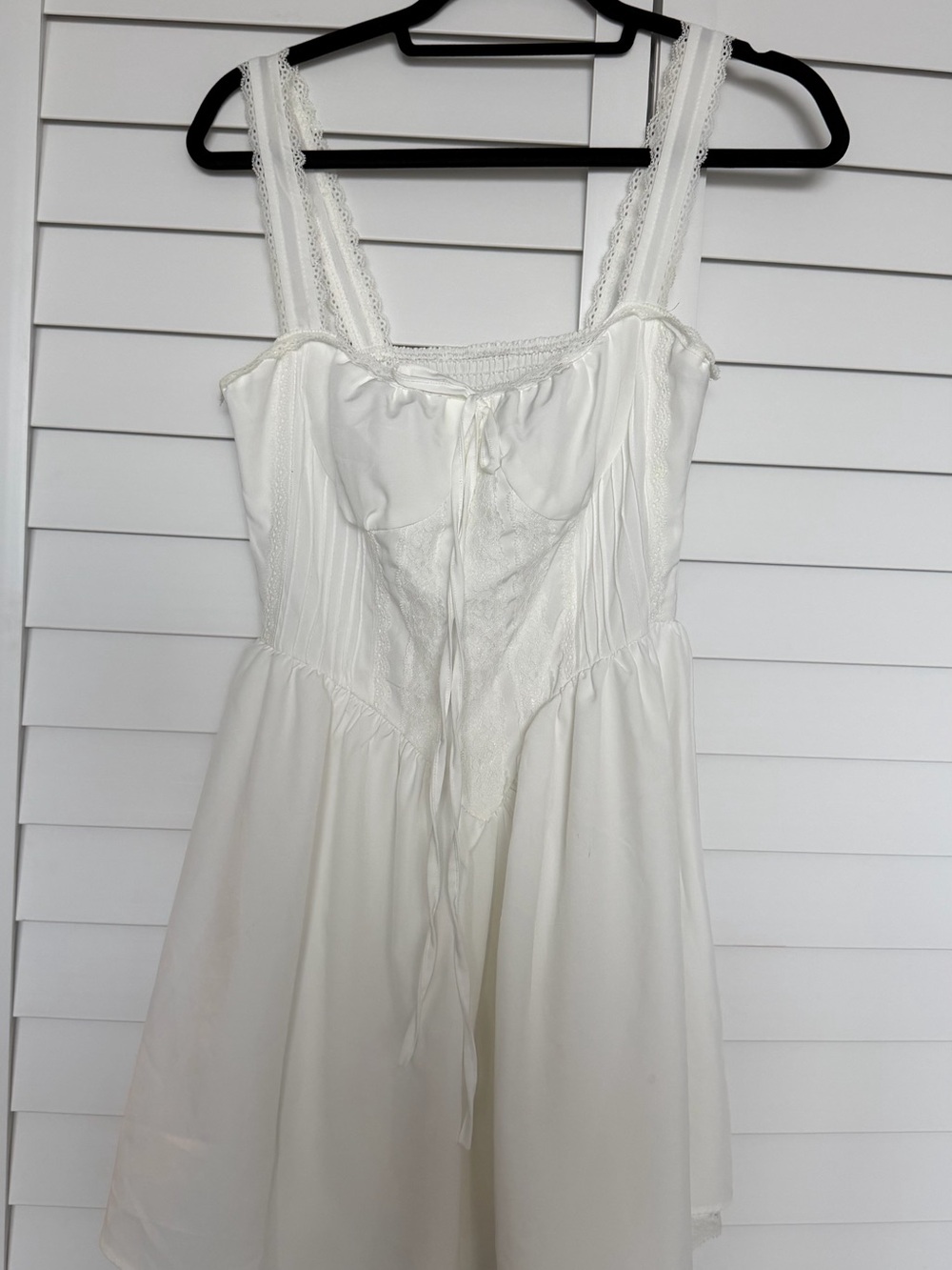 Amazon White Mini Dress with Lace Trim